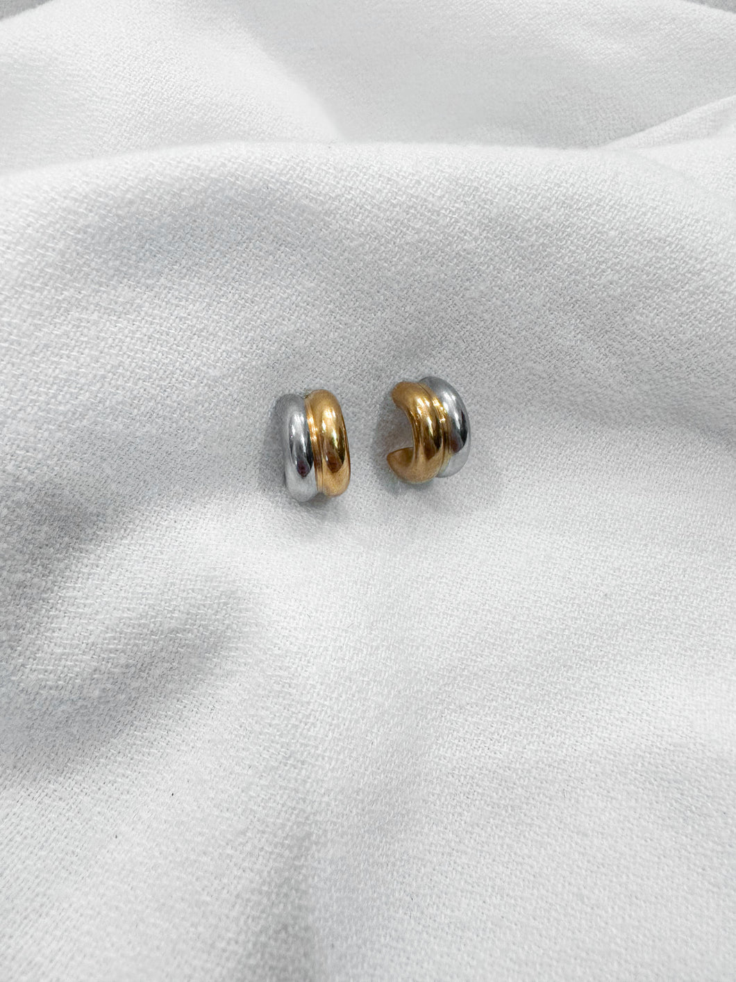 Gold & Silver Double Hoop Huggies